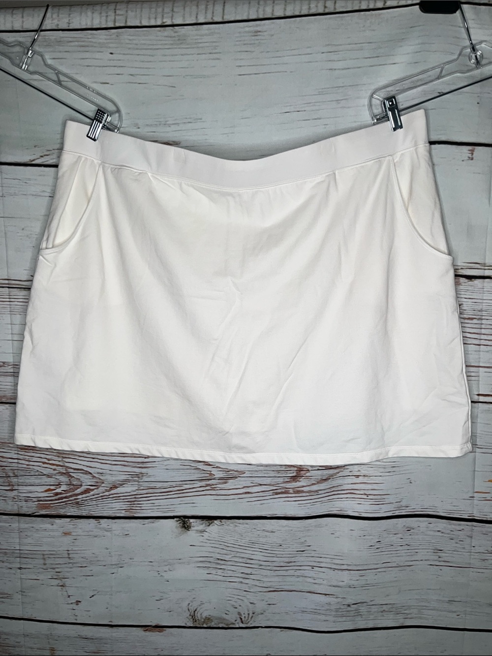 Denim & Co. Size 3X White Knit Pull On Skort - Skirt w/ Shorts